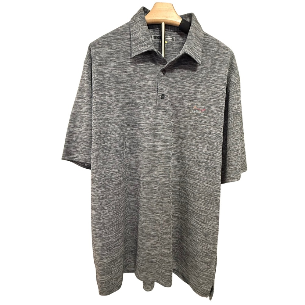 Greg Norman Play Dry Mens Large Grey Space Dye Performance Golf Polo Shirt L